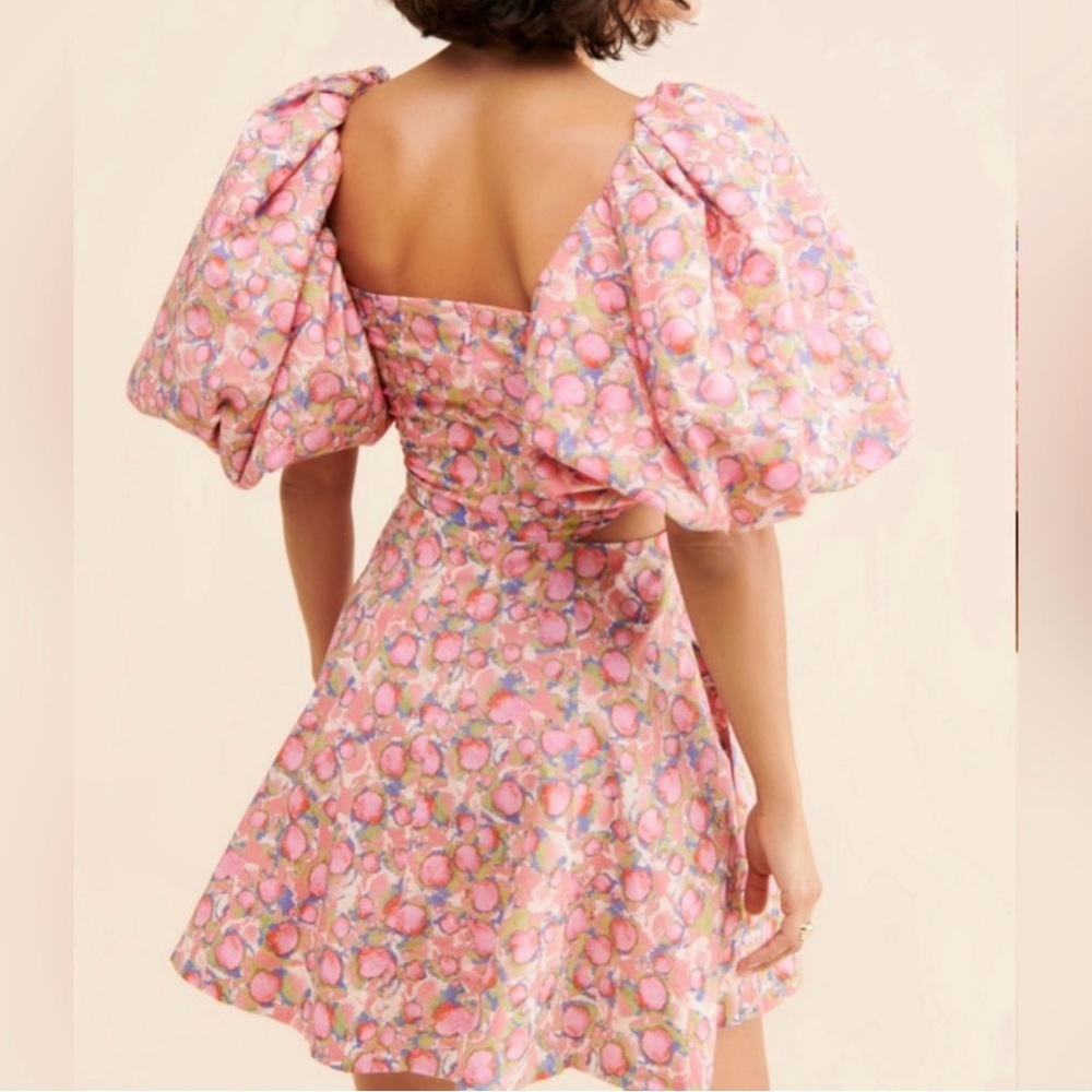 Aureta by Anthropologie Ada Mini Floral Puff Sleeve Dress Size L - Picture 3 of 14